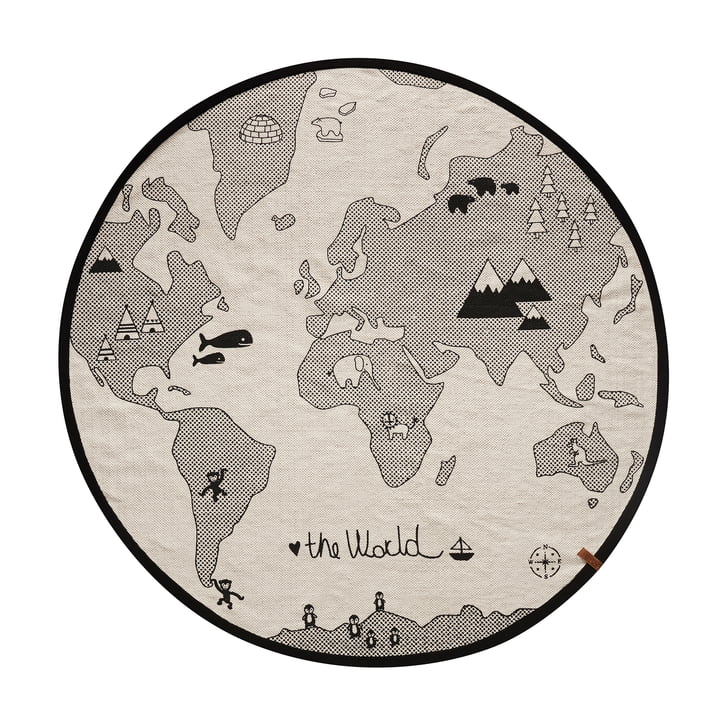 Le tapis de jeu World play Ø 135 cm de OYOY en noir / gris