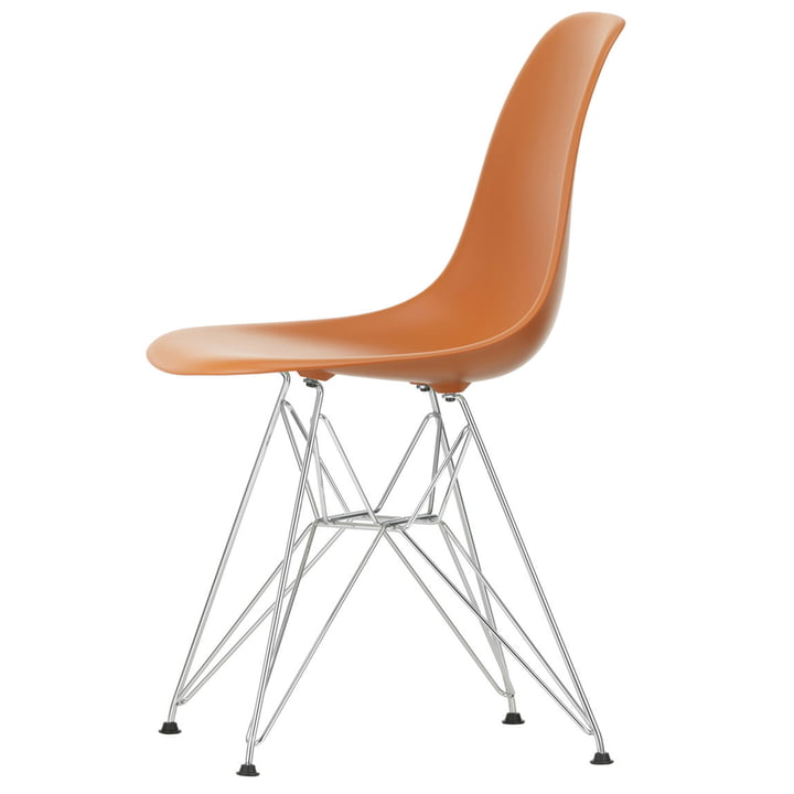 Eames Plastic Side Chair DSR by Vitra en chromé / inox orange