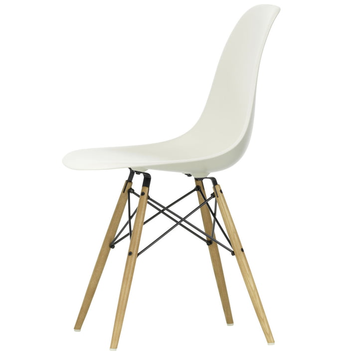 Chaise Eames Plastic Side Chair DSW by Vitra en frêne couleur miel / galet de pierre