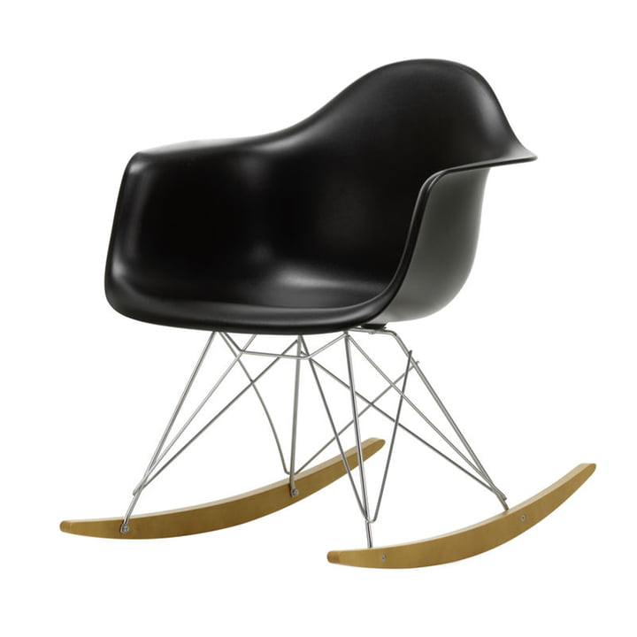 Eames Plastic Armchair RAR de Vitra en érable jaunâtre / chrome / noir profond