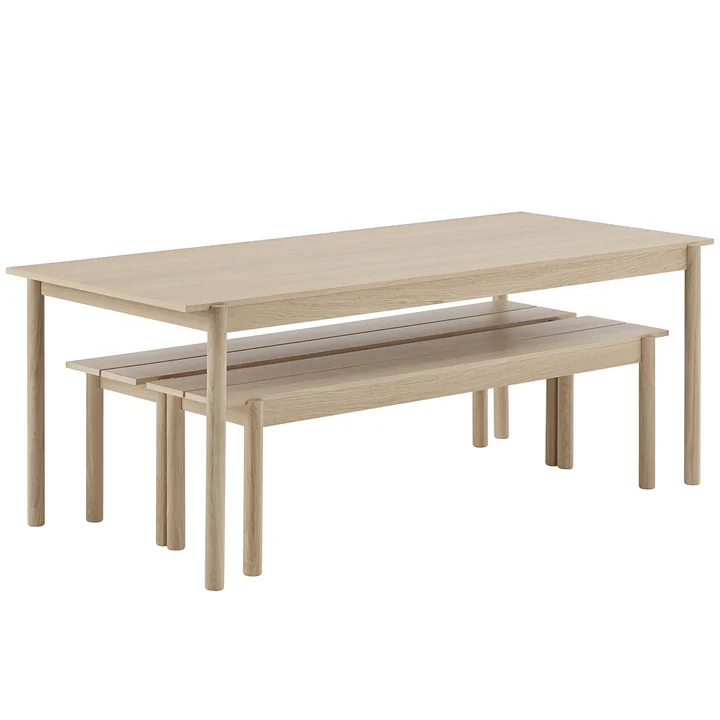 Table et banc de salle à manger Linear Wood de Muuto 