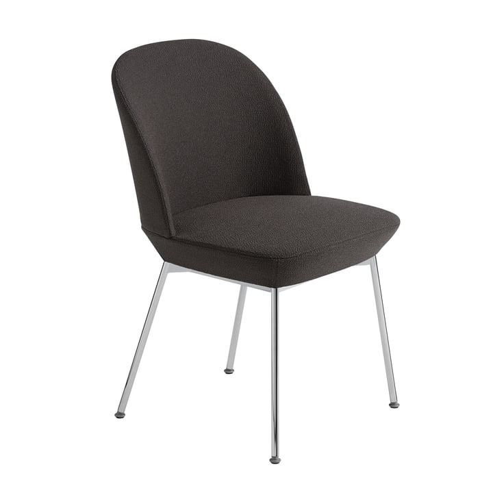 Chaise Oslo Side Chair en chrome / gris foncé (Ocean 50) par Muuto 