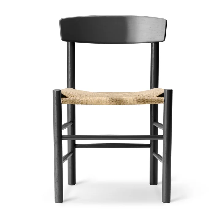 J39 Mogensen Chaise en chêne laqué noir / cordelette tressée naturelle de Fredericia