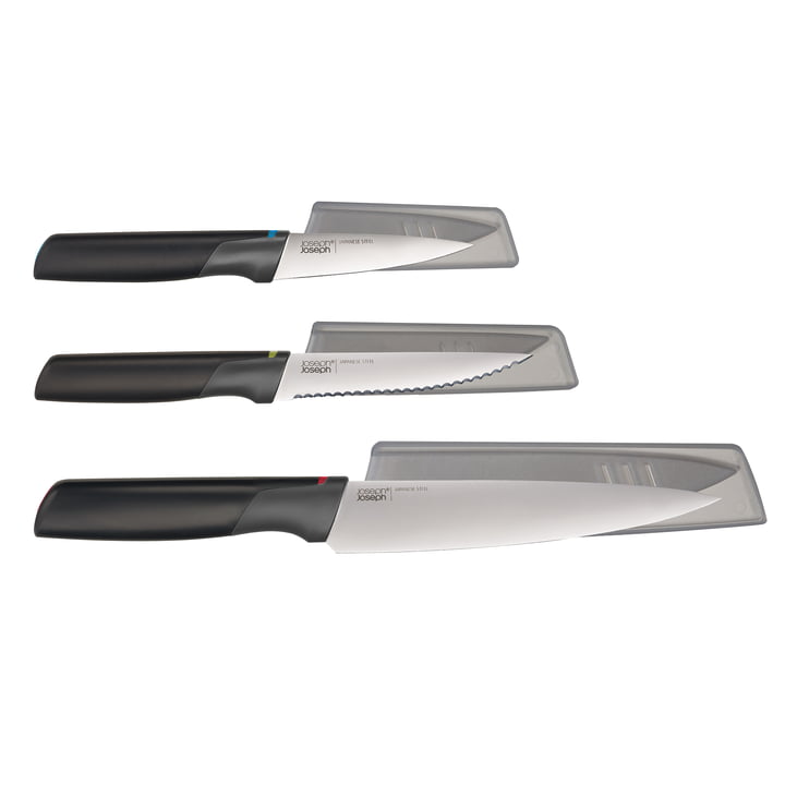 Ensemble de couteaux surélevés 3 pièces avec porte-couteaux par Joseph Joseph Joseph en acier inoxydable
