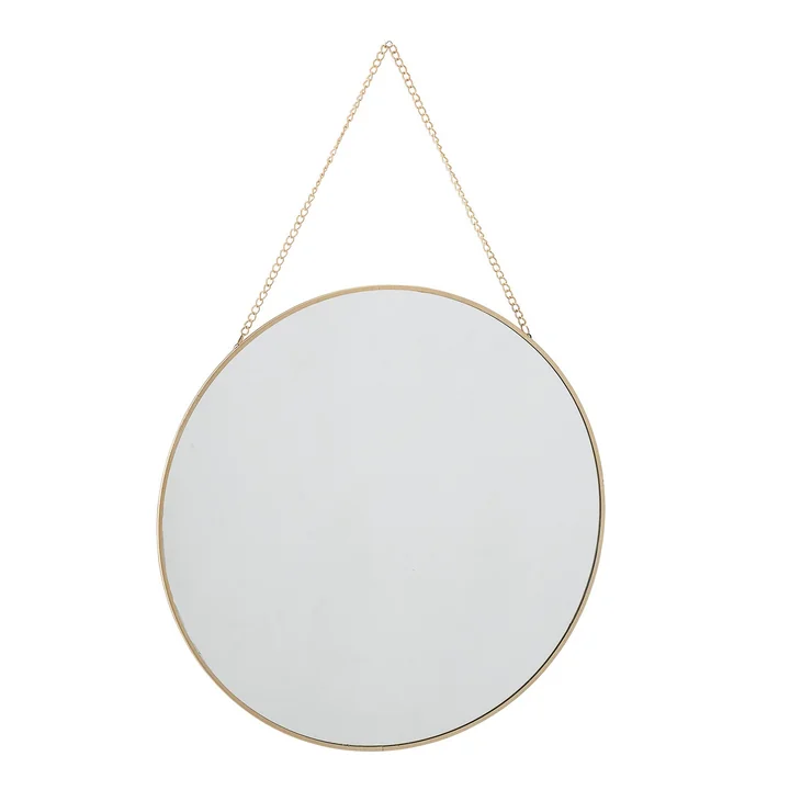 Miroir mural avec suspension à chaîne Ø 38 cm de Bloomingville en or