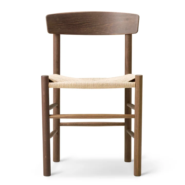 J39 Mogensen Chaise de Fredericia en noyer laqué / cordelette tressée naturelle