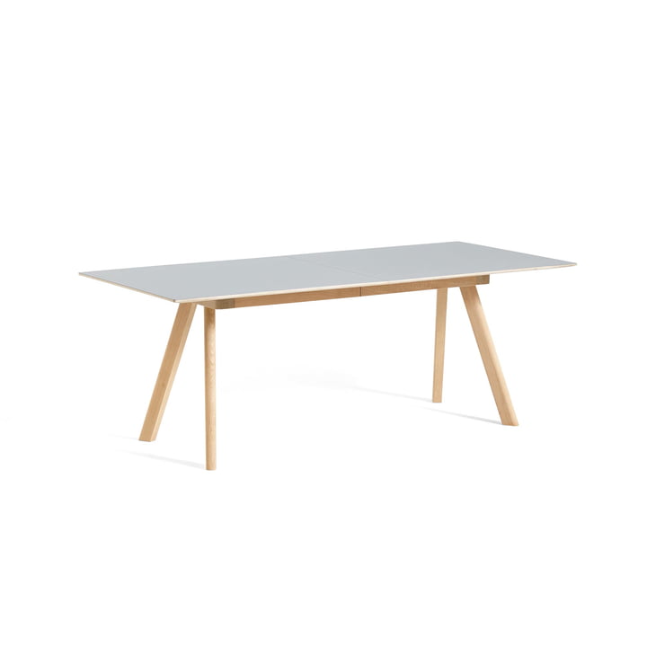 Copenhague CPH30 table à manger à rallonge, L 160/310 x l 80 x H 74 cm, chêne laqué mat / linoléum gris de Hay