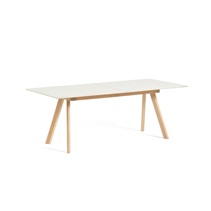 Copenhague CPH30 table à manger à rallonge, L 160/310 x l 80 x H 74 cm, chêne laqué mat / linoléum blanc cassé de Hay