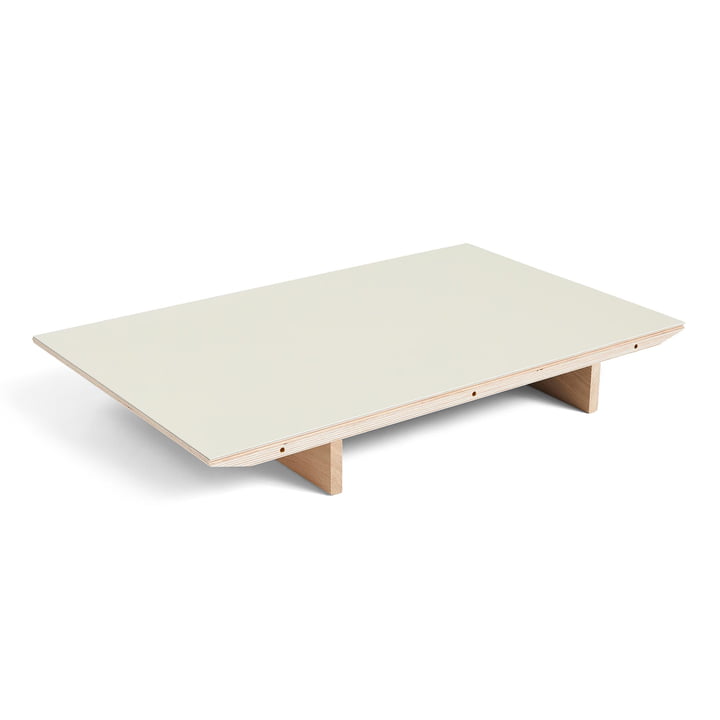 Plaque d'insertion pour CPH30 table à manger à rallonge, 50 x 80 cm, surface : linoléum blanc cassé / bord : contreplaqué laqué mat de Hay