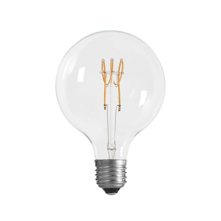 Ampoule LED à culot Ø 125 mm, E27 / 3 W, transparente de la collection NUD