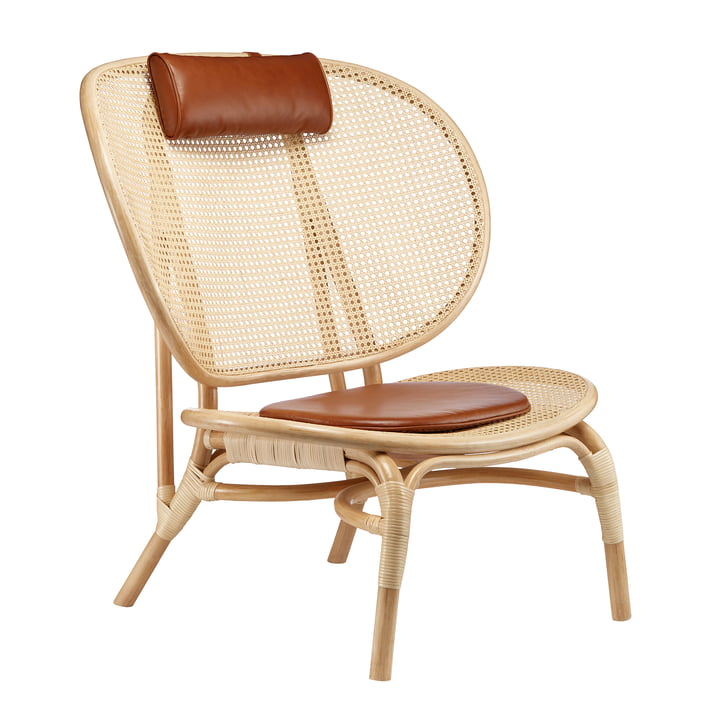 Chaise Nomad Lounge Chair by Norr11 in nature / cognac