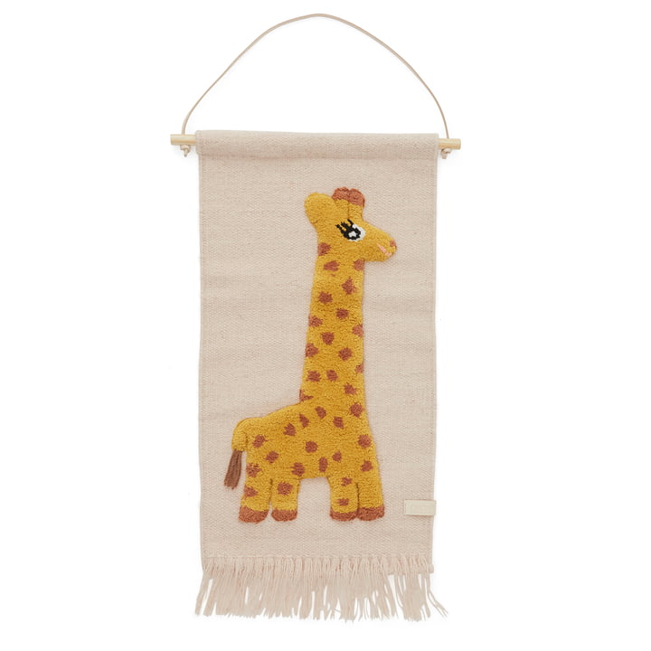 Tapisserie enfant avec motif animalier, girafe / rose par OYOY