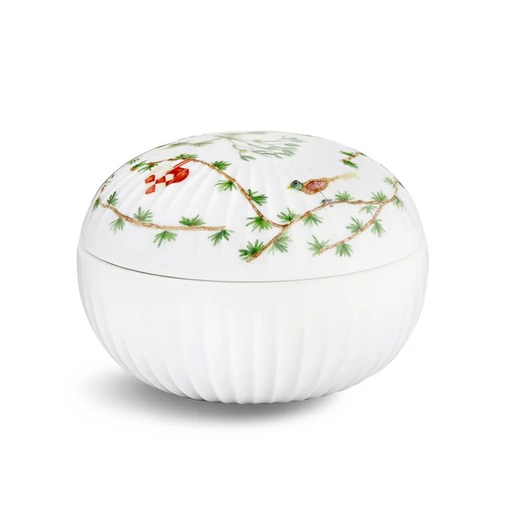 Hammershøi Bonbonniere Noël de Kähler Design en blanc avec décoration