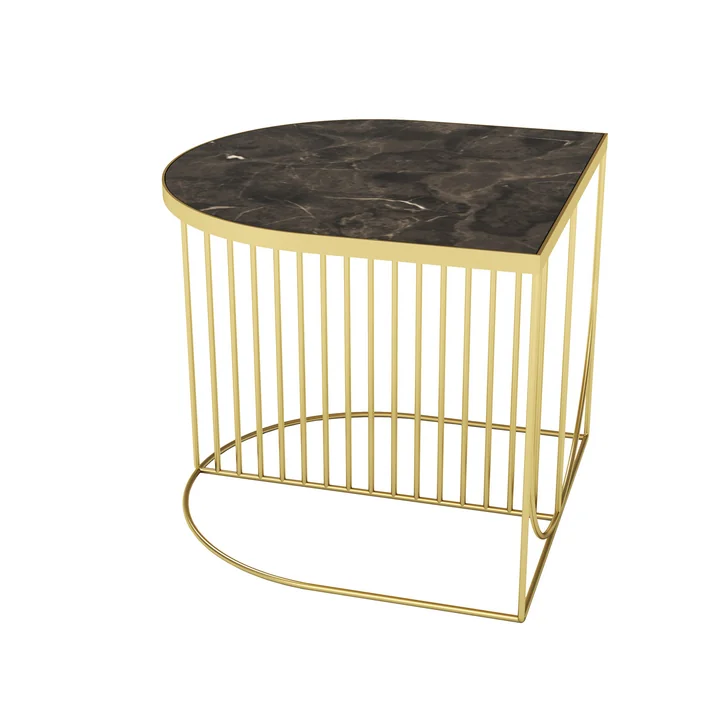 Table basse Sino 50 x 50 cm de AYTM en or / marron marbré