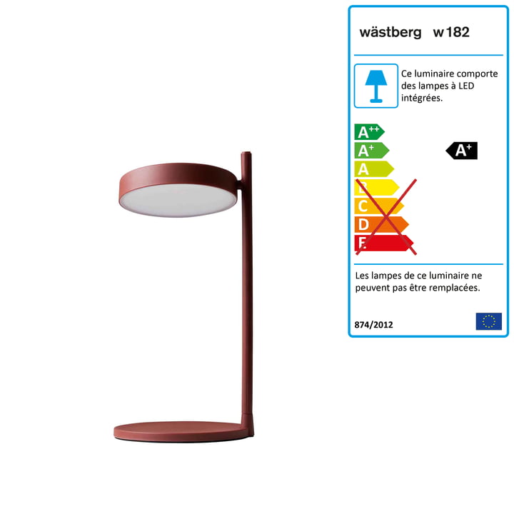 w182 Pastille Lampe de table à LED Pastille b2 de Wästberg en rouge oxyde