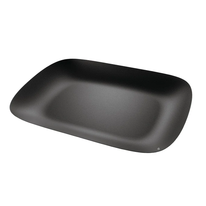 Plateau Moiré 45 x 34 cm par Alessi en noir avec décor en relief