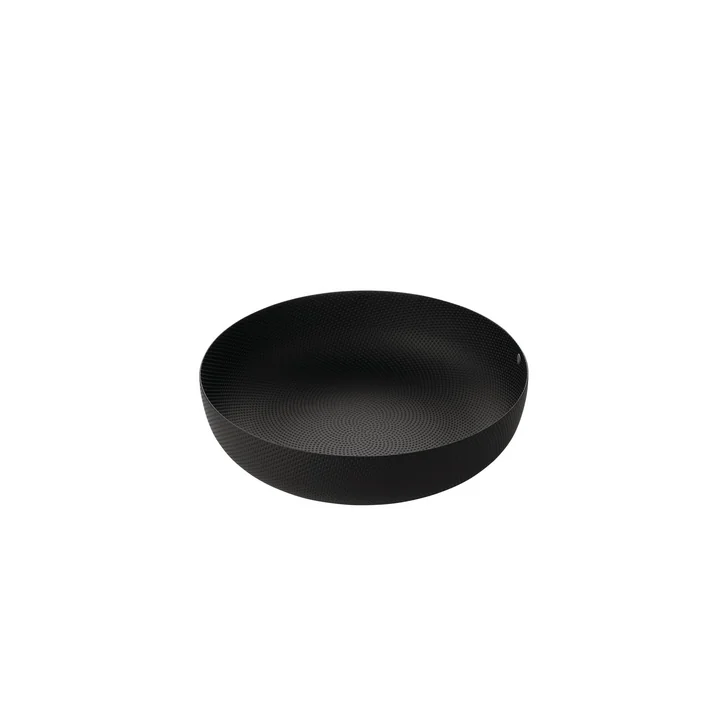 coupe Ø 24 x H 6 cm d'Alessi en noir avec décor en relief