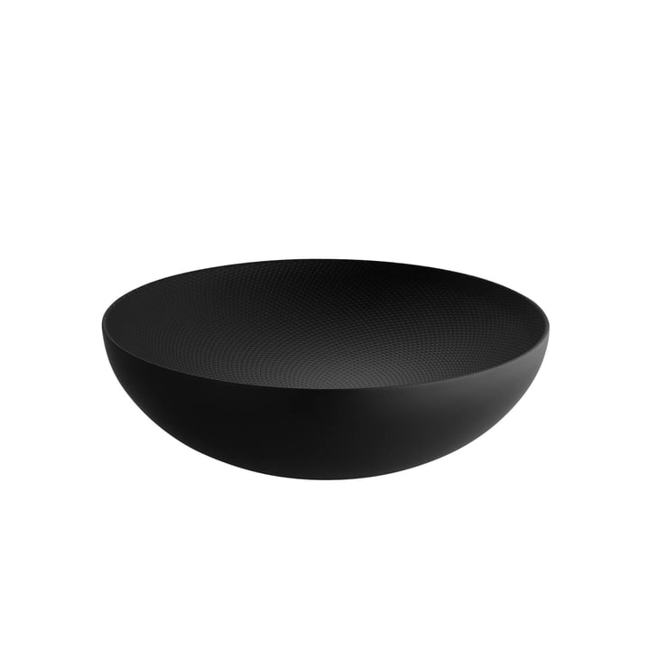 Bol à double paroi Ø 25 x H 7,3 cm d'Alessi en noir avec décor en relief