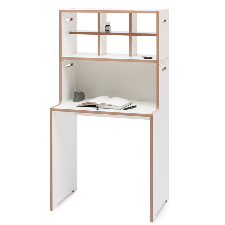 bureau avec module d'étagères à hauts rayonnages de Tojo