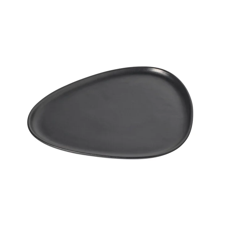 Curve Stoneware Dinner Plaque 30 x 26 cm de Lind DNA en noir