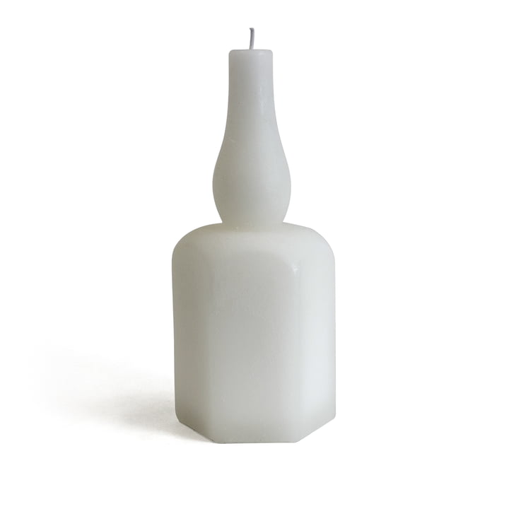 Collection - Bougie massive en forme de bouteille, H 22 cm / blanc