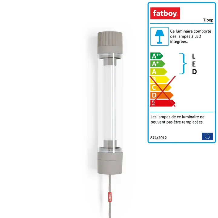 Applique murale et plafonnier Tjoep LED 50 cm par Fatboy en gris clair