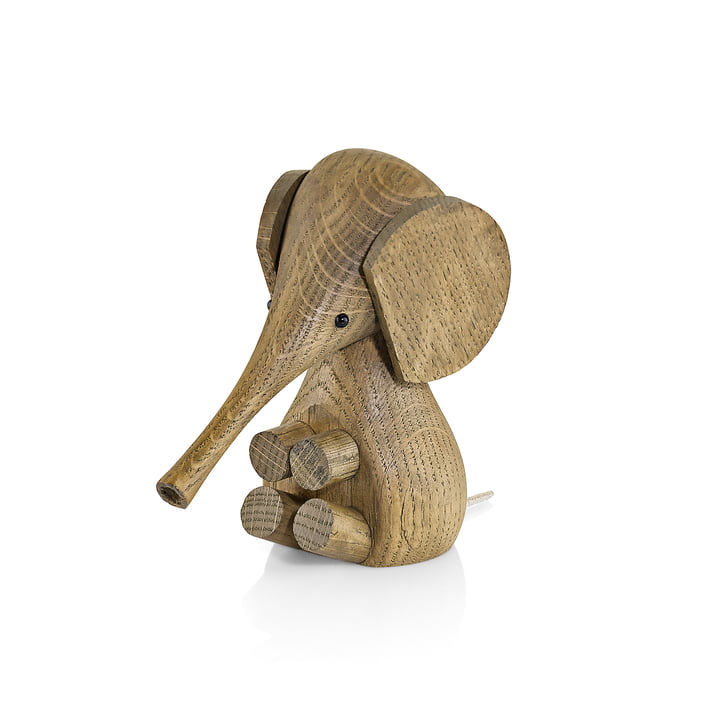 Gunnar Flørning Baby Elephant figure en bois H 11 cm par Lucie Kaas fumé en chêne.