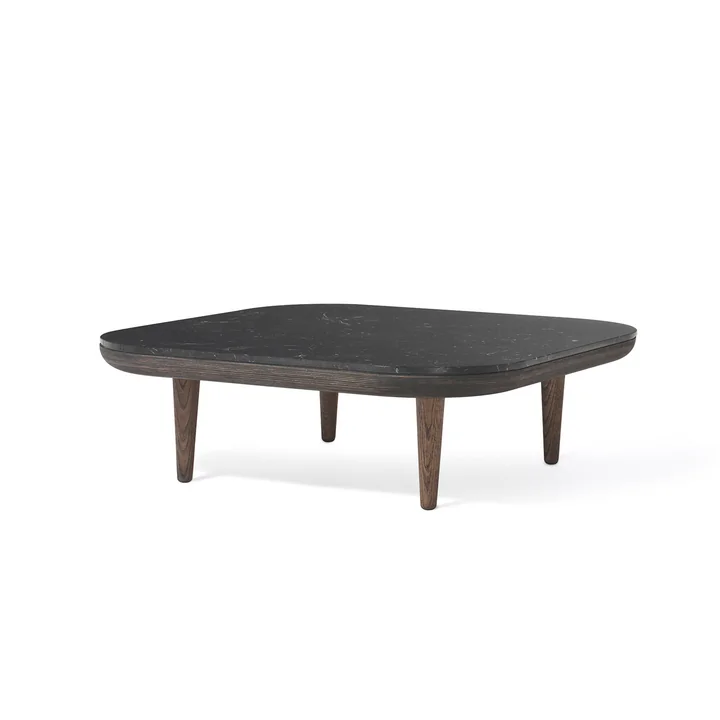 Table basse Fly SC4 80 x 80 cm de & tradition fumé en chêne / marbre Nero Marquina