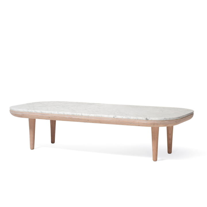 Table basse Fly SC5 120 x 60 cm de & tradition en chêne blanc / marbre Bianco Carrara