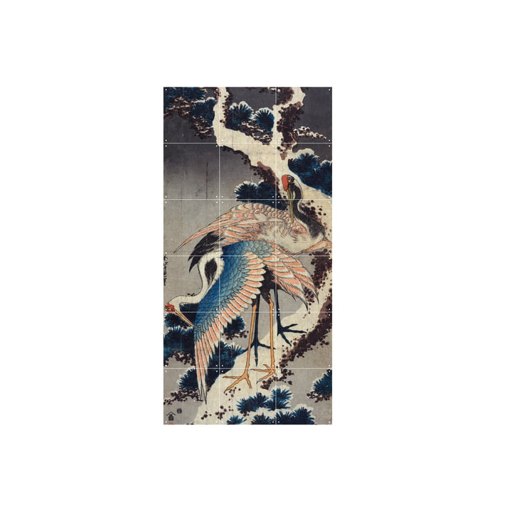 Grues à la branche d'une mâchoire enneigée (Hokusai) 60 x 120 cm de IXXI