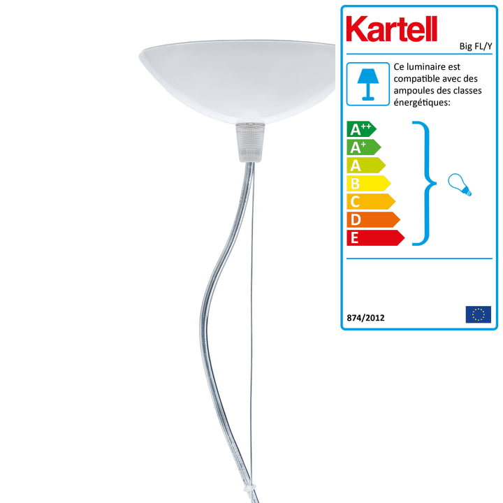 Grand luminaire suspendu FL/Y, blanc brillant de Kartell