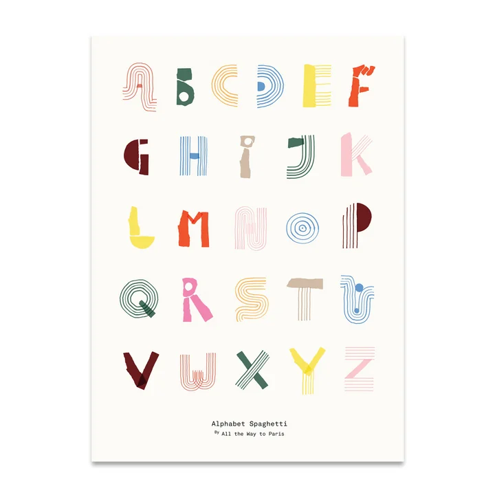 Alphabet Spaghetti 50 x 70 cm de Paper Collective