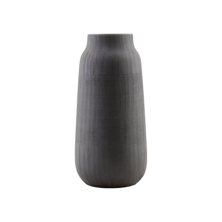 Vase à cannelures, Ø 16 x H 35 cm, noir par House Doctor