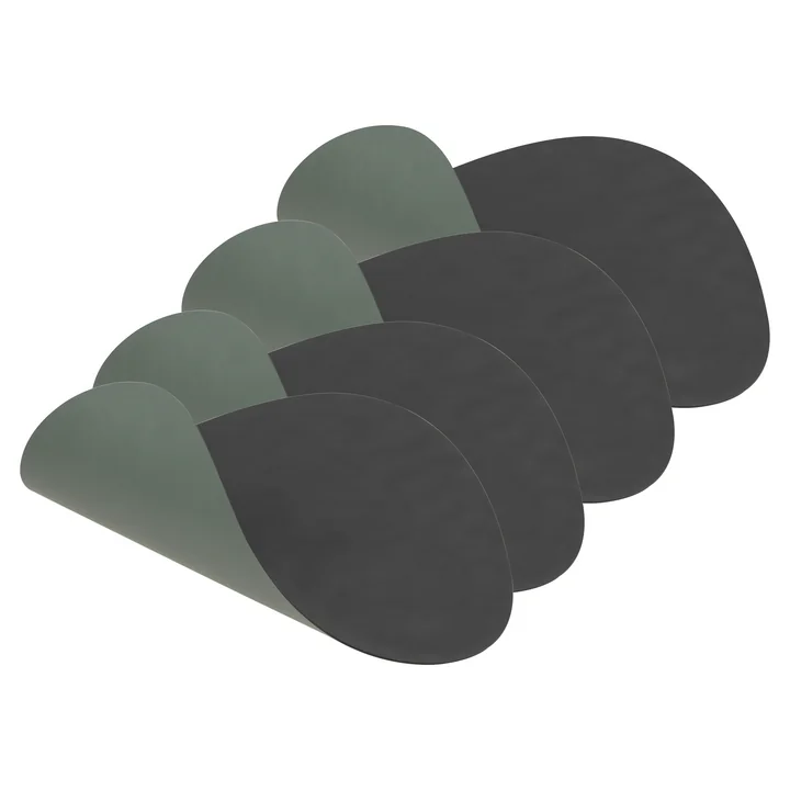 Set de table Curve L Double de Lind DNA en Cloud anthracite / Nupo vert pastel (set de 4)