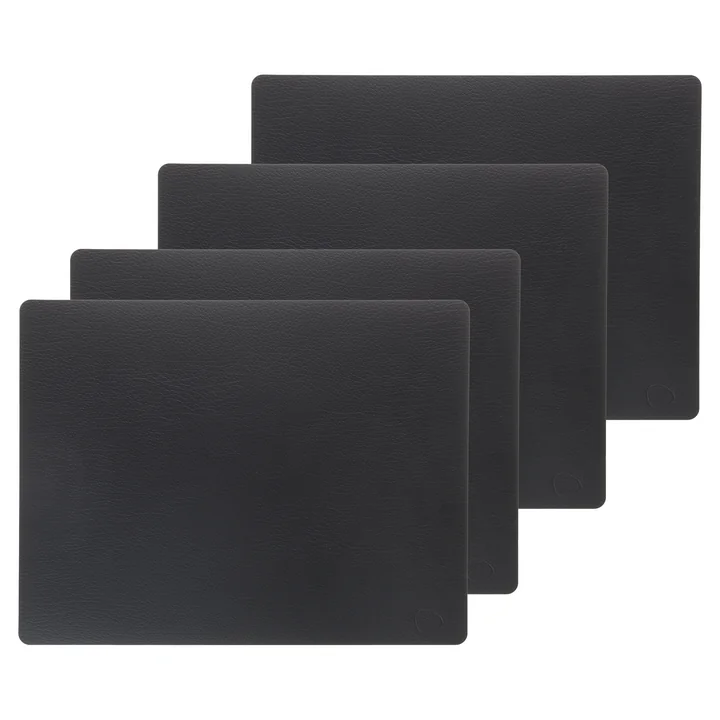 Set de table Square L , 35 x 45 cm de Lind DNA in Bull noir (set de 4)
