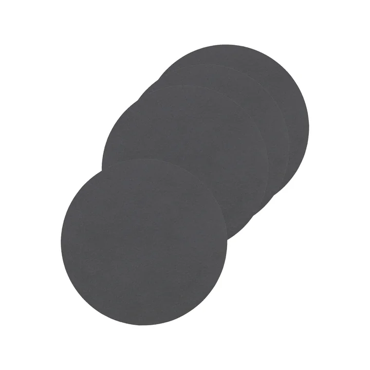 Dessous de verre rond Ø 10 cm de Lind DNA in Nupo anthracite (set de 4)