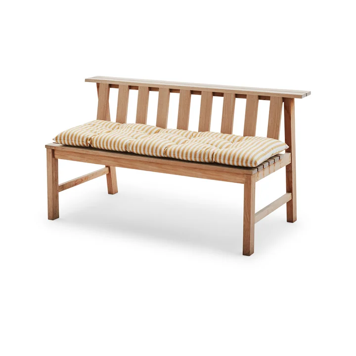 Barriere Coussin d'assise 125 x 43 cm, jaune d'or sur le banc Plank de Skagerak