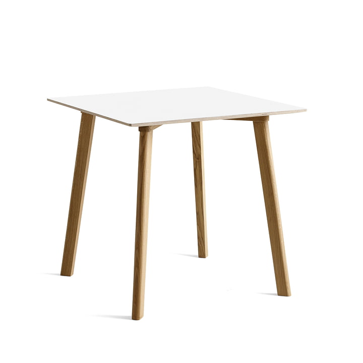 Copenhague CPH Deux 210 table à manger 75 x 75 cm Hay en chêne laqué mat / stratifié blanc perle