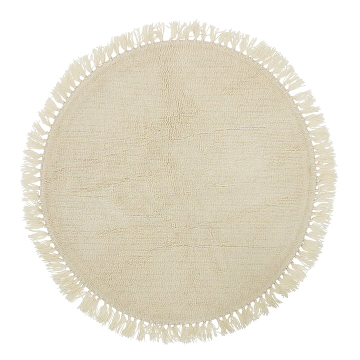 Bloomingville - Tapis en fibres naturelles avec franges Ø 110 cm, laine