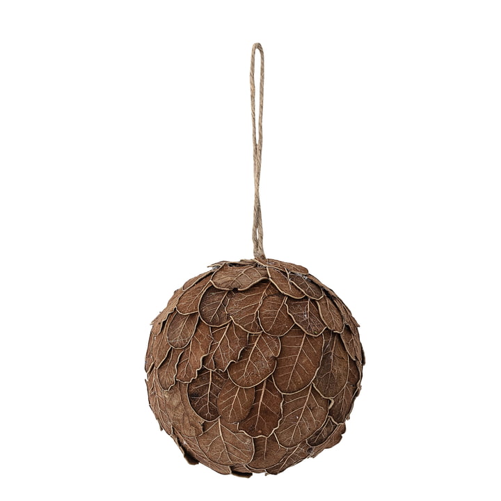 Bloomingville - Boule de Noël feuilles de chêne, Ø 10,5 cm, marron