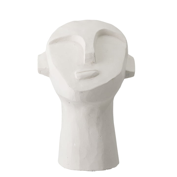 sculpture de tête abstraite H 22 cm de Bloomingville en béton blanc
