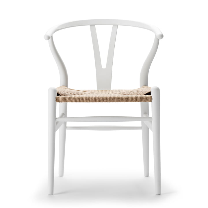 CH24 Wishbone Chair de Carl Hansen en soft white / tressage naturel