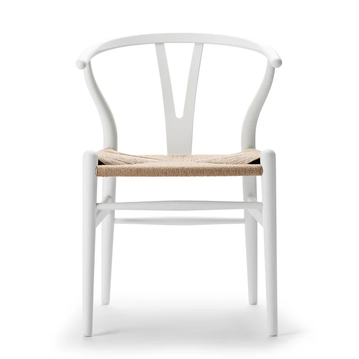 CH24 Wishbone Chair de Carl Hansen en soft white / tressage naturel