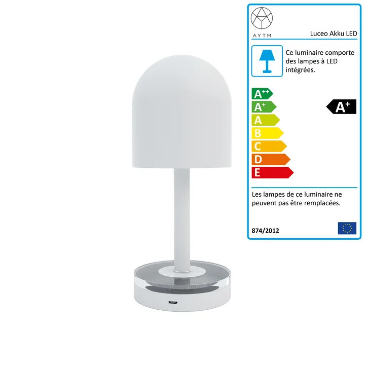 Luceo Akku LED lampe de table Ø 9 x H 22 cm de AYTM en blanc / clair