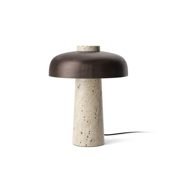 Reverse Lampe de table, Ø 24 x H 30 cm, laiton bruni / pierre de travertin de Audo