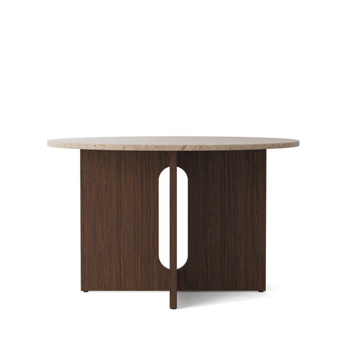 Table androgyne, Ø 120 x H 73 cm, chêne foncé / grès de Menu