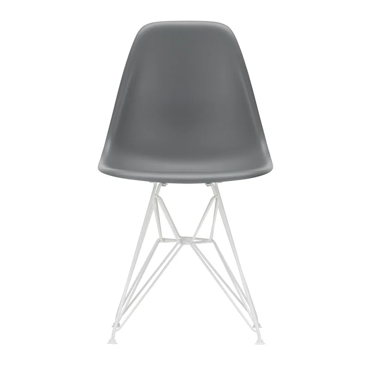 Vitra - Eames Plastic Side Chair DSR, blanc / gris granit (patins en feutre blanc)