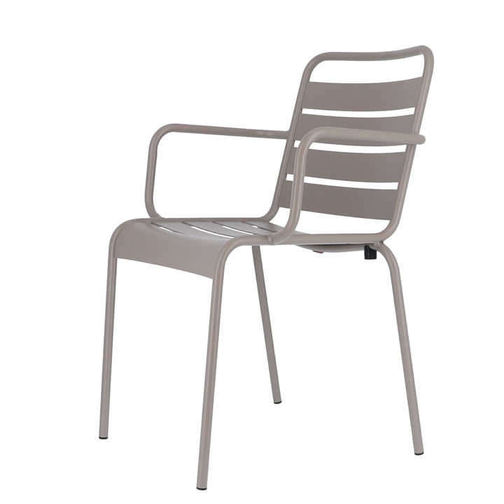 Mya chaise Fiam en métal avec accoudoir en taupe