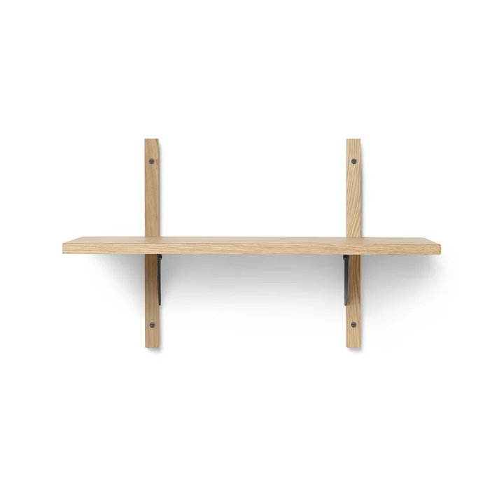 Etagère murale sectorielle simple, 54 cm, chêne / laiton noir par Ferm Living