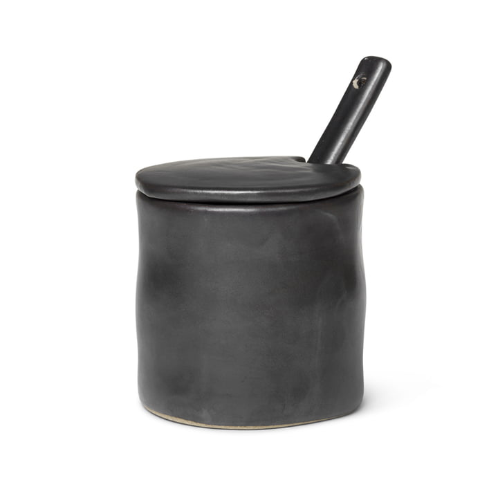 Flow Pot à confiture avec cuillère de ferm Living en noir